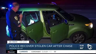 Stolen car leads police on chase that ends in Mission Valley