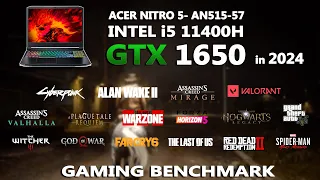 ACER NITRO 5 - GTX 1650 + i5 11400H Gaming Benchmark Test in 2024 | Tested in 16 Games |