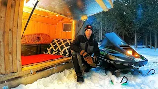 Solar Heated Snowmobile Camper Journey - Solo Winter Camping in my "Sled Cabin"