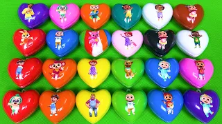 Looking For Cocomelon, Hogi, Pinkfong with CLAY Mix Mini Heart Coloring! Satisfying Video ASMR