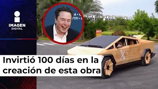 ¡En tan solo 100 días! Hombre crea la primera Tesla Cybertruck de madera