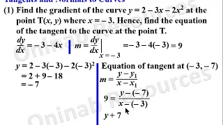 Calculus: Equations of Tangent and normal to a Curve