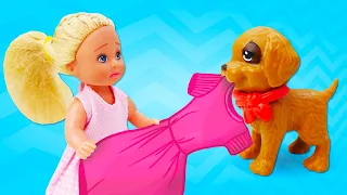 A Evi Love ganhou um cachorro! Novelinha de boneca com o cachorro da Barbie de brinquedo