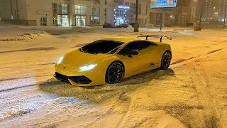 ДРИФТ НА LAMBORGHINI ЗИМОЙ! ЧУТЬ НЕ РАЗБИЛИ!