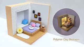 How To Make a Polymer Clay Bedroom In a Cute PVC Board House - DIY Miniature Clay House