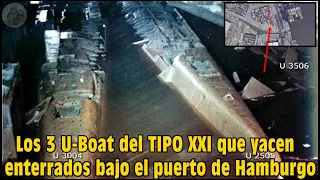 Los 3 U-Boot alemanes del tipo XXI que se enterraron bajo el puerto de Hamburgo en 2001.