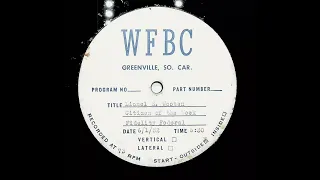 1952 Greenville SC WFBC Lionel E. Wooten Citizen Of Week Fidelity Federal Acetate 78 Record 12" Disc