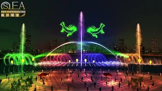 Ho Chi Minh city floating music fountain with water screen laser show in Vietnam