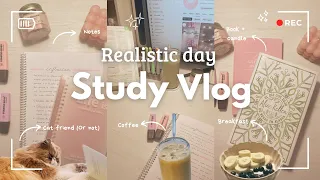 Study Vlog 📖🧋Realistic day, note taking, reading and makeup unboxing