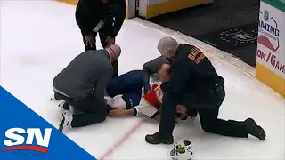 Aaron Ekblad Stretchered Off The Ice After Falling Awkwardly Along The Boards
