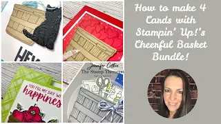 How to make 4 cards with the Cheerful Basket Bundle!