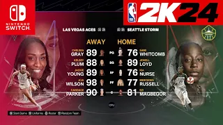 NBA 2k24 Nintendo Switch - Las Vegas Aces Vs Seattle Storm Full Gameplay