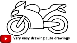 how to draw bike | easy drawing coloring painting | sports bike very easy drawing cute drawings tips