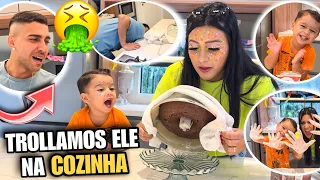 MEU FILHO FOI PRA COZINHA PELA PRIMEIRA VEZ!!! *BOLO DE CARNAVAL COLORIDO* 😱🎉