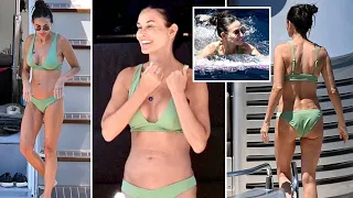 Demi Moore makes a splash in green bikini as she soaks up the sun in the Mediterranean #demimoore