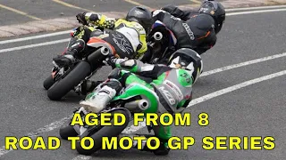 Kids from 8 yr old Road to Moto GP Racing Ohvale 110 Motorbikes! Race 2 Rd 2 Brit Minibikes Champs.