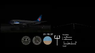 China Southern 3456's first landing attempt - flight data & animation + sound effects