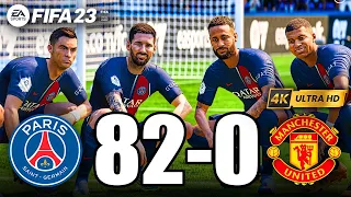 FIFA 23 - MESSI, RONALDO, MBAPPE, NEYMAR, ALL STARS PLAYS TOGETHER | PSG 92-0 MANCHESTER United