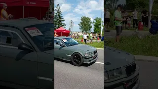 2JZ-swapped BMW E36 burns its tires in a race against a Mazda RX-7 - Drag Race Przemyśl