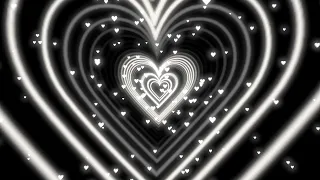 Heart Video Background | Neon Heart Tunnel Black and White Background | Abstract Glow Particles