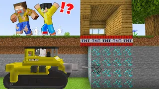 Using LASER DRILL Truck To Steal DIAMONDS in Minecraft!