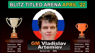 Vladislav Artemiev | Lichess Blitz Titled Arena | Blitz chess 3+0 | 09/04/22