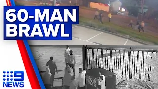 60-man brawl erupts outside Melbourne warehouse | 9 News Australia