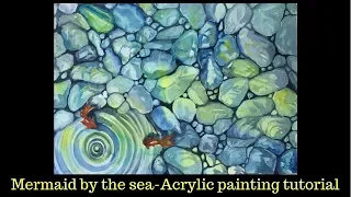 How to paint underwater rocks with watercolor - easy painting tutorial