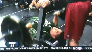 Stephen Paea benches 225lbs 49 times for combine record 2011