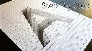 How to Draw A Hole in Line Paper | 3D Trick Art | Optical illusion