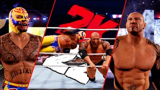 Rey Mysterio vs Batista Epic Battle in WWE 2k22