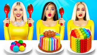 Desafio: Sem Mãos vs Uma Mão vs Duas Mãos! Guerra de Comida & Batalha de Pop It por RATATA COOL