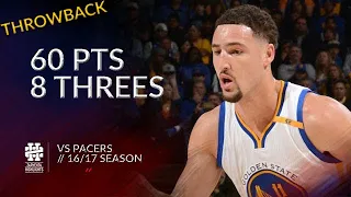 Klay Thompson 60 pts 8 threes vs Pacers 16/17 season