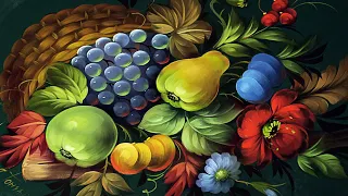 How to draw fruits with oil. Large master class on Zhostovo painting. Artist Larisa Goncharova