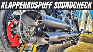 Harley Davidson Street Bob 114 adjustable exhaust system soundcheck & decibel measurement