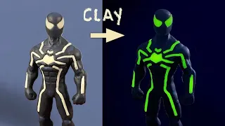 SPIDERMAN CLAY Sculpture - (GLOW IN THE DARK) Big Time Stealth Suit