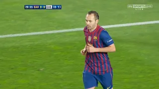 andres iniesta vs Chelsea (home) English commentary (2011/2012) UCL