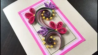 DIY Quilling Greeting Card: Paper Quilling Flower Card | Quilling Scrolls Card | Quilling Card