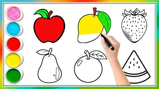 Learn FRUITS , Painting and Colouring for Kids & Toddlers #apple #orange  #strawberry #mango #abc