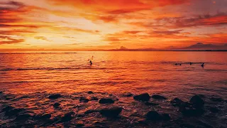 【4K】BALI Most Beautiful Sunset "Fire in The Sky", Ocean Waves Sounds, Stress & Anxiety Relief