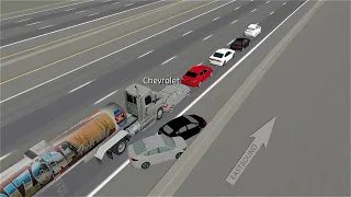 NTSB Animation - Multivehicle Collision - Milk Tank Combination Vehicle and Stopped Traffic Queue