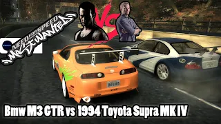 NFS MW Razor vs Brian O'Conner / Bmw M3 GTR  vs 1994 Toyota Supra MK IV (Final Races in NFS MW)