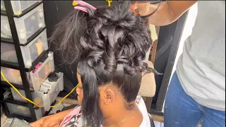 How to: 🤫secure the back of your lace two frontal ponytail🔥||high top messy bun||Meltdownadhesive