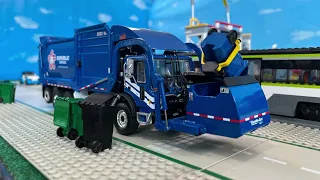 Toy Garbage Day in Lego City - Multiple Trucks on Route!
