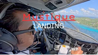 COCKPIT VIEW LANDING - TWIN OTTER (DHC6) - MUSTIQUE - TVSM