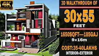 30×55 House Plan Design| 1650sq ft house plans| 185Gaj House | Modern Villa Design