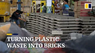 Indonesian women turn waste plastic into construction bricks