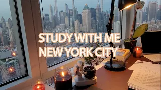 2 HOUR STUDY WITH ME / New York City Skyline / Sunset / Background noise