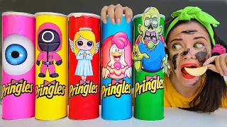 YumYum Mukbang 손가락 가족 노래 먹는 비디오 Eating Pringles Color Decoration