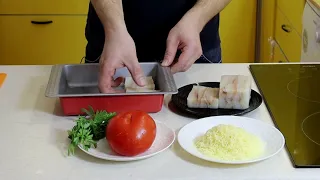 Минтай в духовке | Рецепт филе минтая с сыром и помидорами